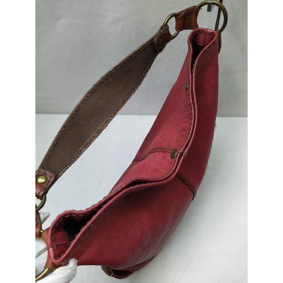 Lucky Brand Red Pebbled Leather Hobo Shoulder Bag - Picture 9 of 16